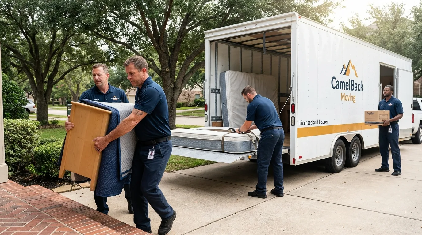 Crew loading residential truck for cross-state move from Riverdale, IL